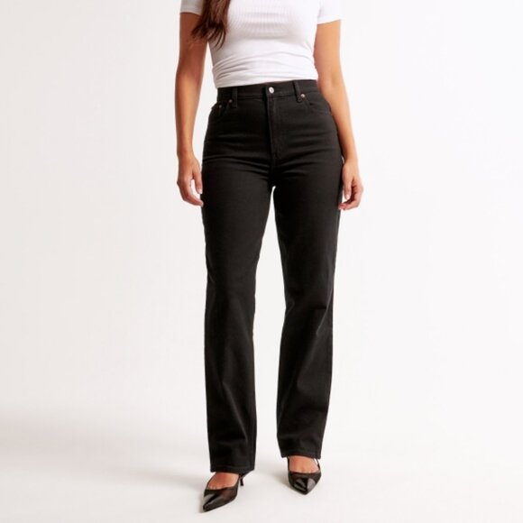 Abercrombie & Fitch Denim - Abercrombie & Fitch Curve Love Ultra High Rise 90’s Straight Black Jeans